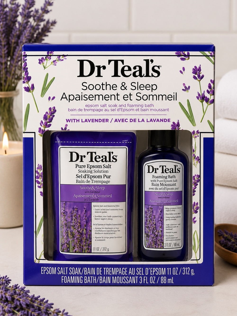 Dr Teal’s Soothe & Sleep Lavender Epsom Salt & Foaming Bath Gift Set